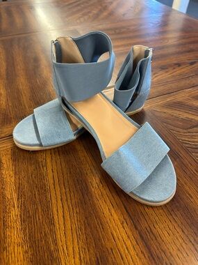 Women’s Light Blue Ankle Strap Flat Sandals